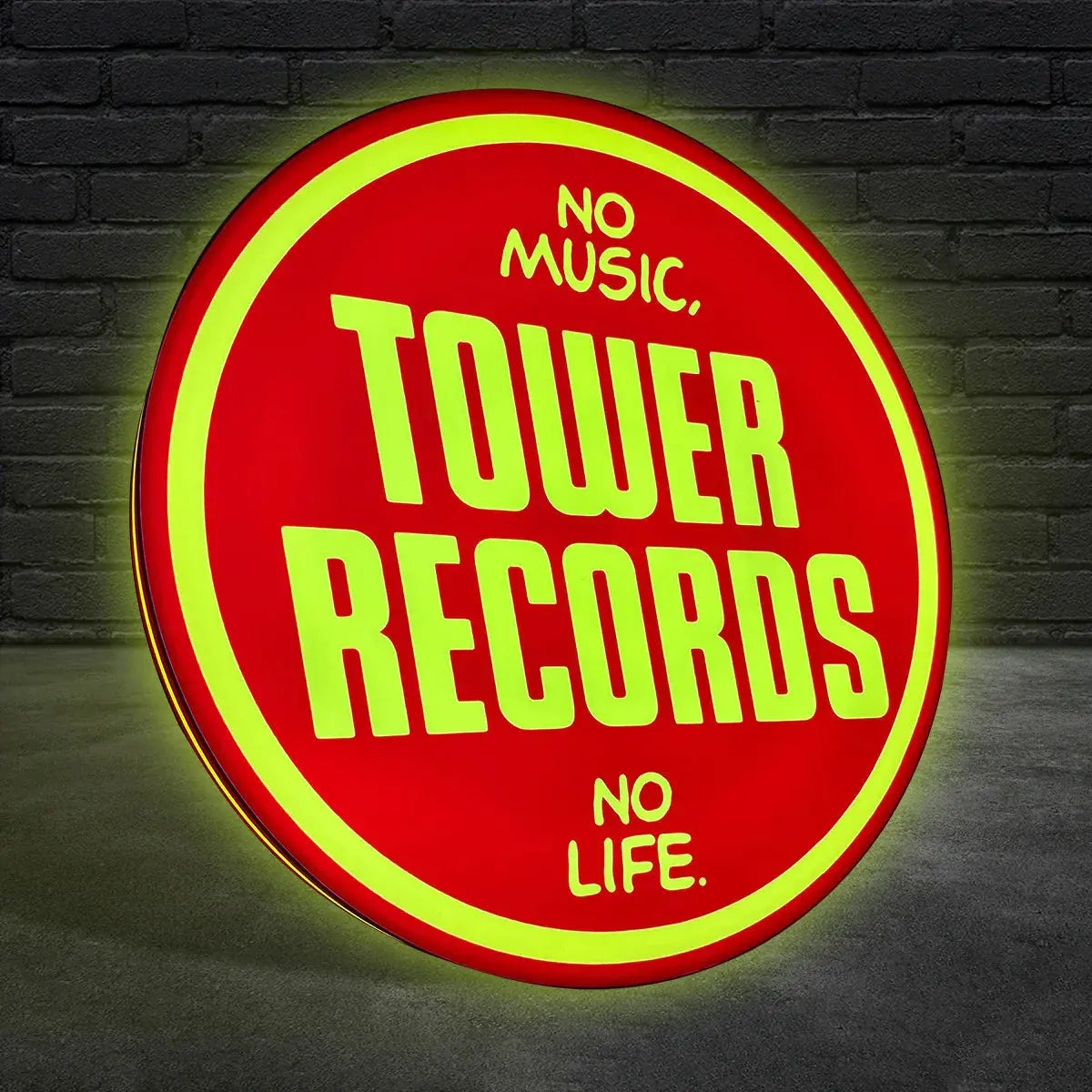 Tower Records LED Lightbox No Music, no Life Vintage Records Store LED Sign FYLZGO Signs