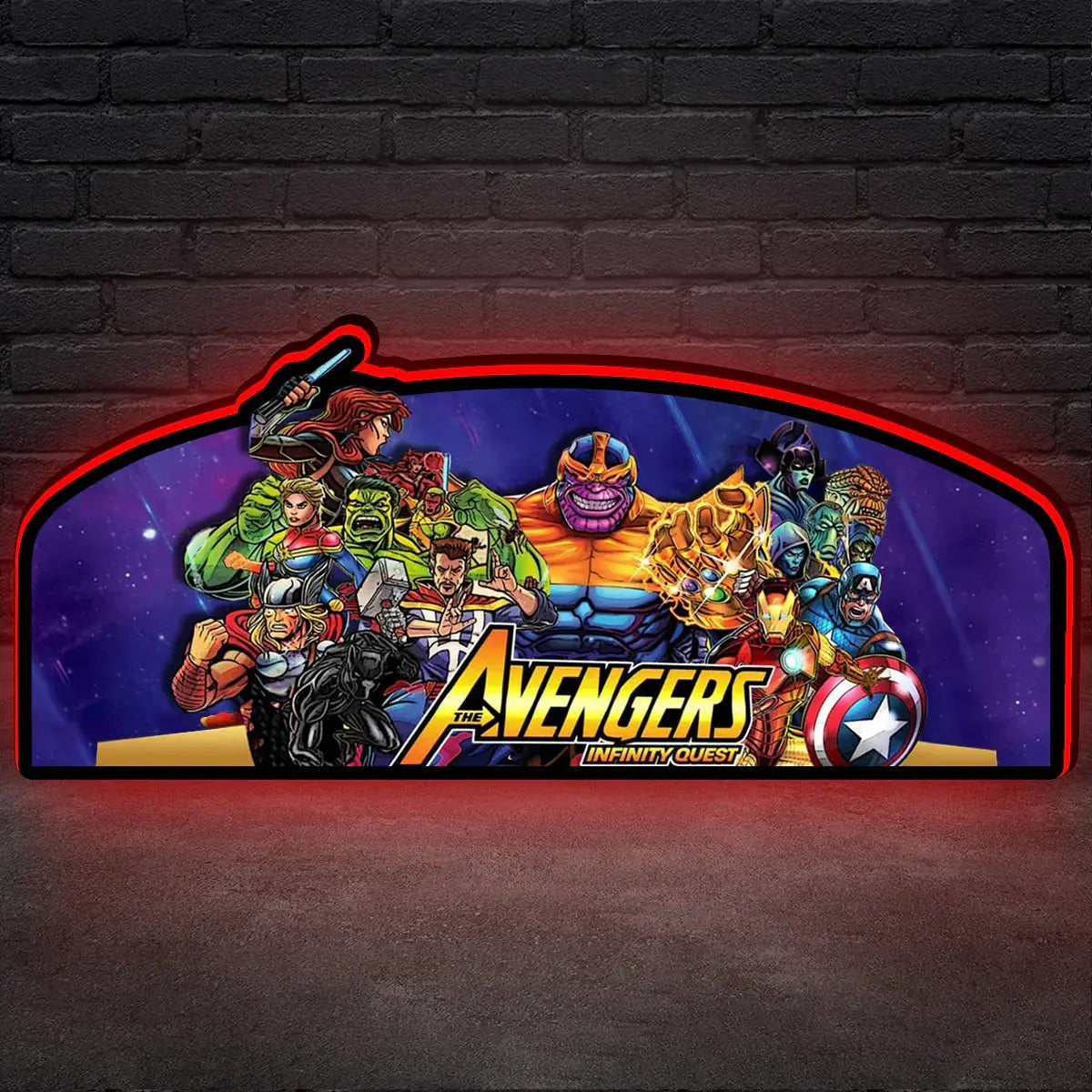 Avengers Pinball Topper, 3D Printed Lightbox Powered by USB Band Dimm Wall Art Decor Man's Cave FYLZGO Signs