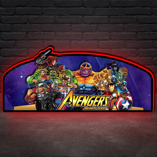 Avengers Pinball Topper, 3D Printed Lightbox Powered by USB Band Dimm Wall Art Decor Man's Cave FYLZGO Signs