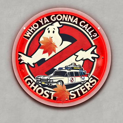 Ghostbusters LED neon sign - USB powered, red with the iconic "Who are you calling?" design, perfect for game rooms, bars, Halloween and Christmas decorations, wall-mounted holiday gifts FYLZGO Signs