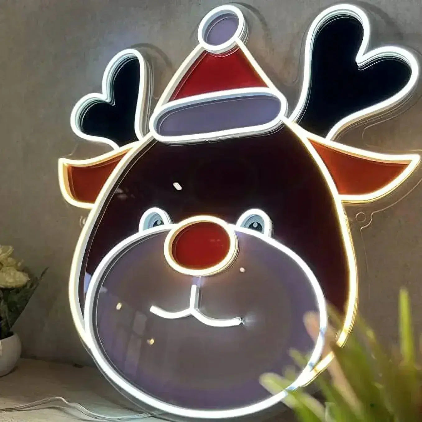 Christmas Reindeer LED Neon Sign 21 x 20 inches For Wall Hangings Indoor and Outdoor FYLZGO Signs