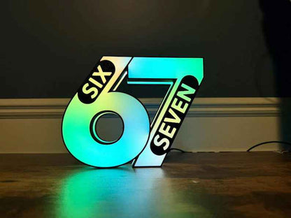 6, 7 "Six and Seven" Meme LED Sign: Wall Decor, Mancave Accessory