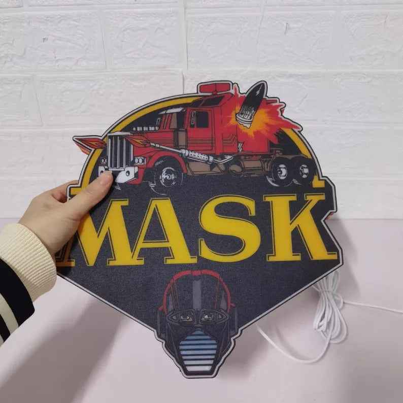 M.A.S.K. Kenner LED Lightbox Sign - 3D Printed Logo, USB Powered, 4 Sizes