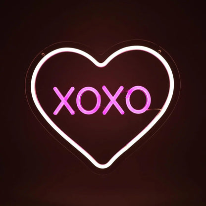XOXO Valentines Day Neon Sign Heart USB Powered LED Neon Light for Room Wall Decor FYLZGO Signs