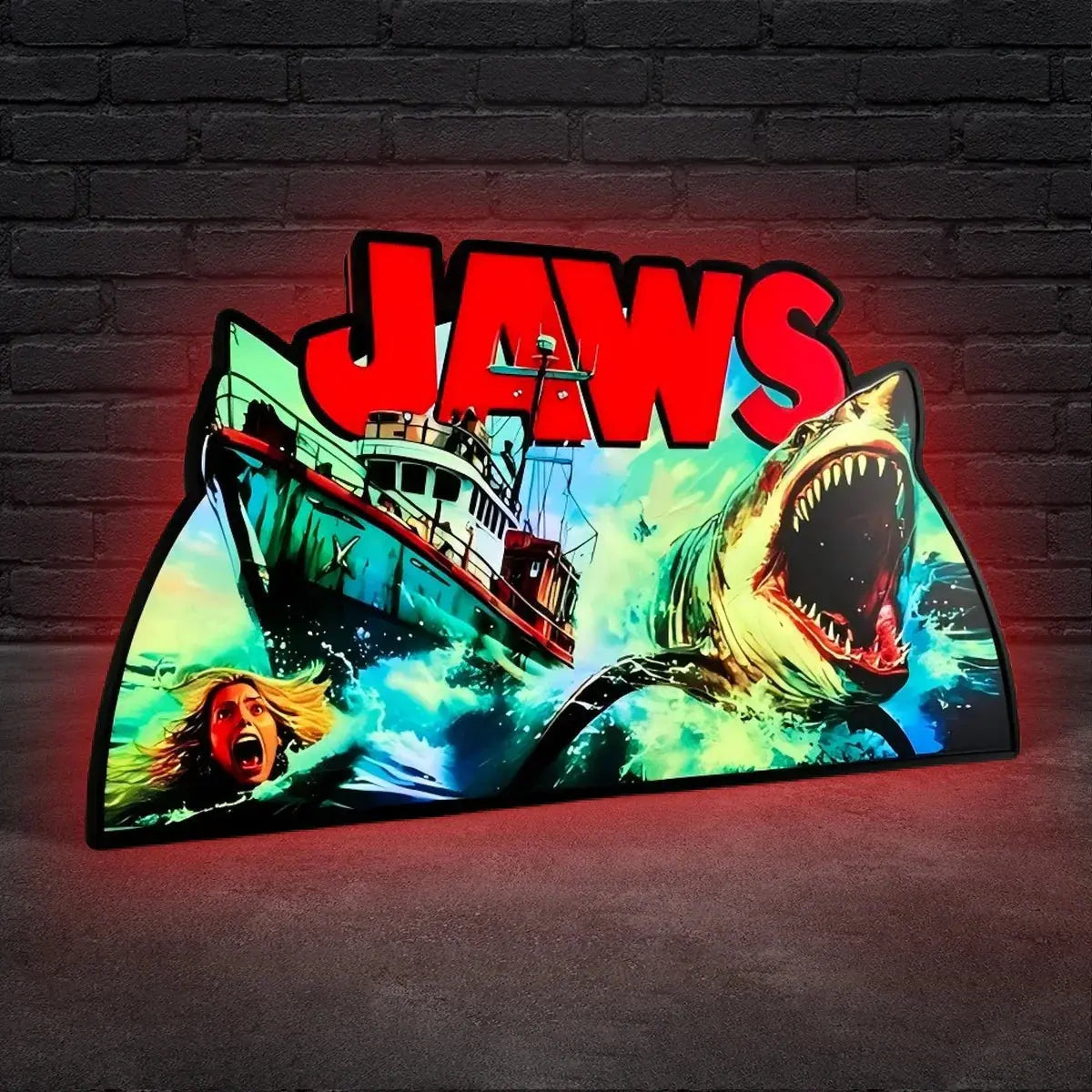 Jaws Pinball Topper, Designed for Stern Jaws Pinball 3D printed lightbox housing with RED Halo effects, LED, Dimmable, and USB powered FYLZGO Signs
