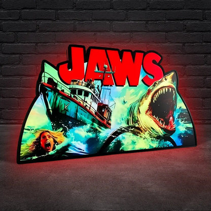 Jaws Pinball Topper, Designed for Stern Jaws Pinball 3D printed lightbox housing with RED Halo effects, LED, Dimmable, and USB powered FYLZGO Signs