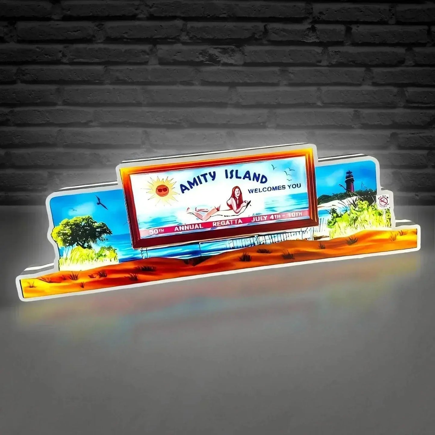 New Arrival exclusive Jaws Pinball Topper Amity Island 3D printed lightbox , Dimmable, and USB powered FYLZGO Signs