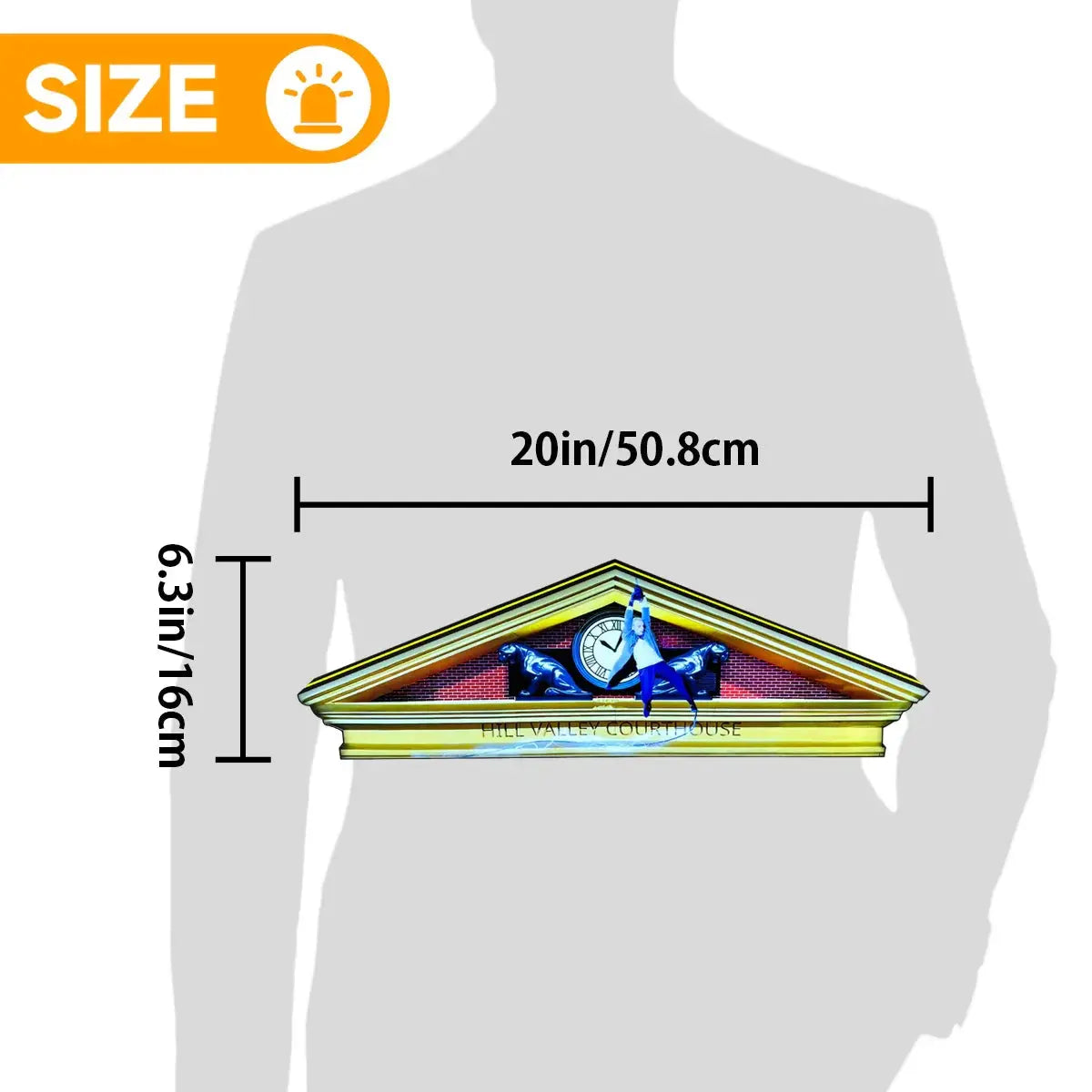 Measurement chart showing a design on a white shirt with dimensions.
