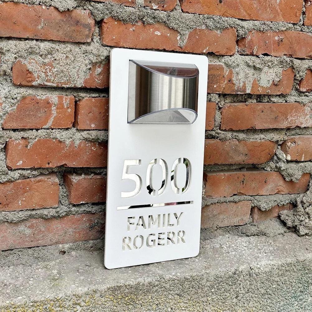 Personalized Solar House Sign LED Light Acrylic Plate Customized Address Plaque FYLZGO Custom
