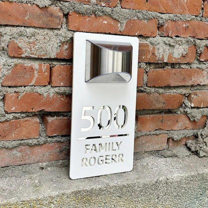 Personalized Solar House Sign LED Light Acrylic Plate Customized Address Plaque FYLZGO Custom