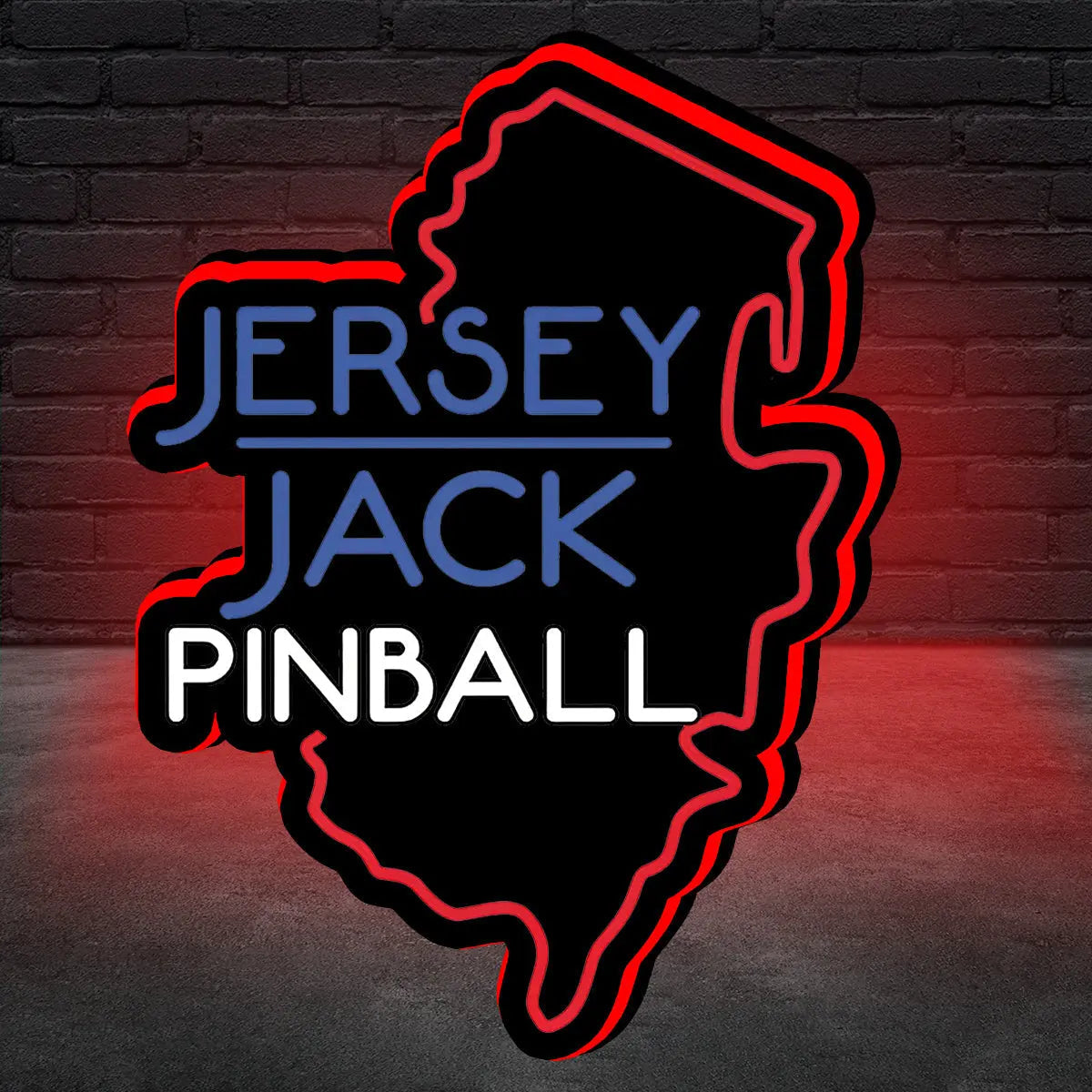 Jersey Jack Pinball Logo Pin-Sign 3D Printed LED Lightbox Game Lightbox Logo 3D LED Light Box Retro Mega Drive Logo LED Lightbox Arcade Games Lightbox NEOUNIK Signs