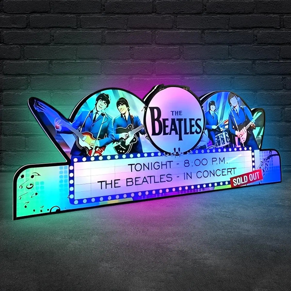 The Beatles Pinball Topper 3D Printed LED Led Lightbox, Arcade Game Led Lightbox, Perfect for Game Room or Pinball Machine FYLZGO Signs