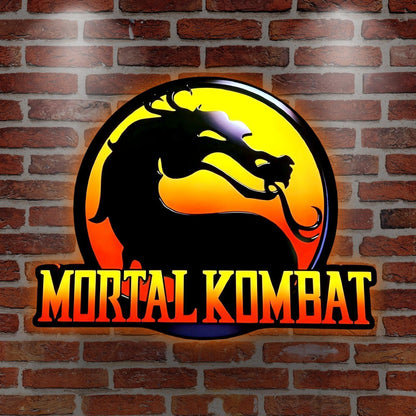Mortal Kombat Logo 3D Print Desktop Lightbox, Mortal Kombat wall decor, led light wall decor, dragon wall art, dragon led sign, souvenirs, Mortal Kombat wall art, game room FYLZGO Signs