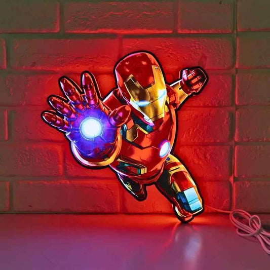Iron Man LED Light Box Sign | 3D Printed Marvel Superhero Wall Decor | Kids Bedroom Night Light | Comic Fan Gift | 4 Sizes | USB Powered