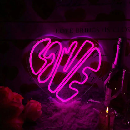 XOXO Valentines Day Neon Sign Heart USB Powered LED Neon Light for Room Wall Decor FYLZGO Signs