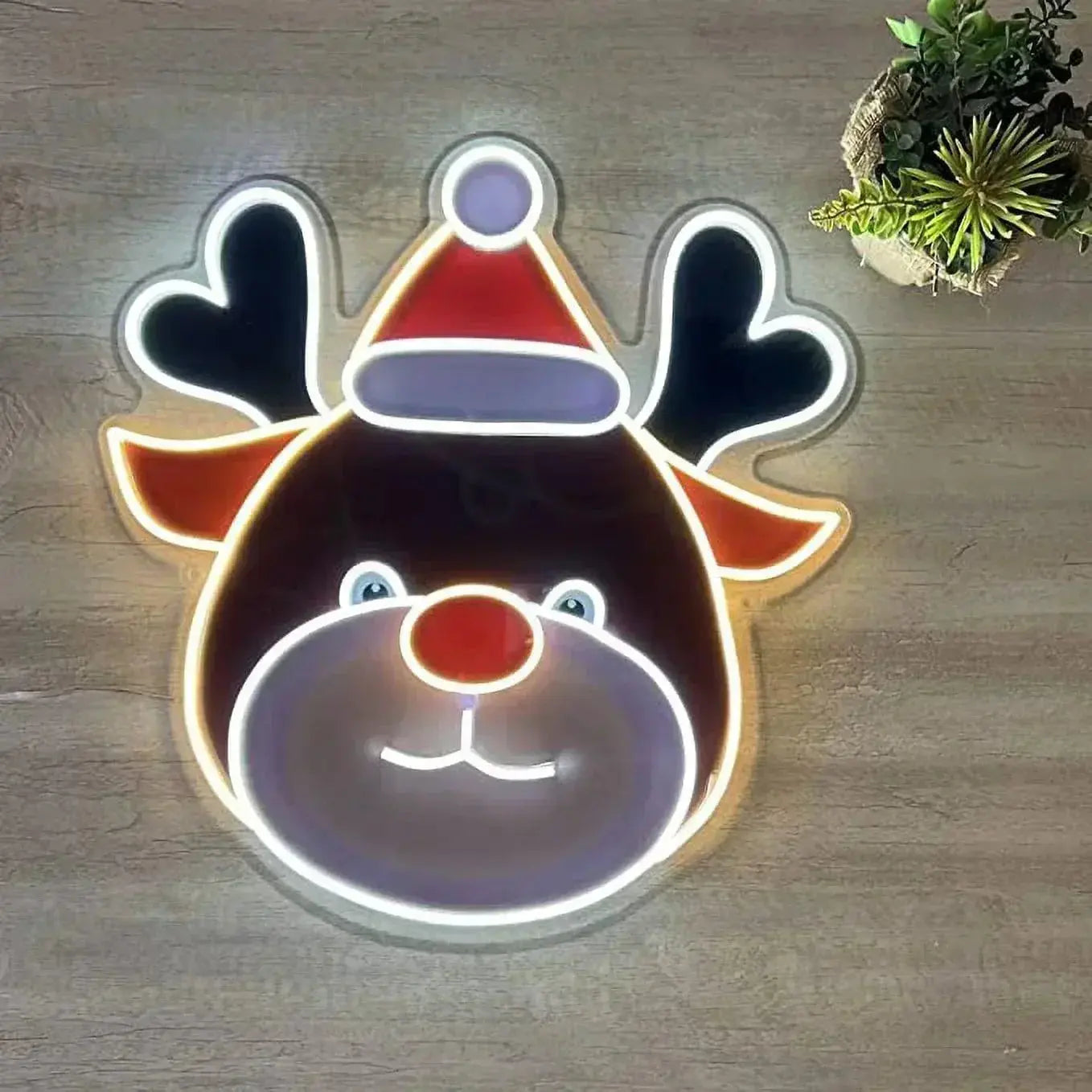 Christmas Reindeer LED Neon Sign 21 x 20 inches For Wall Hangings Indoor and Outdoor FYLZGO Signs