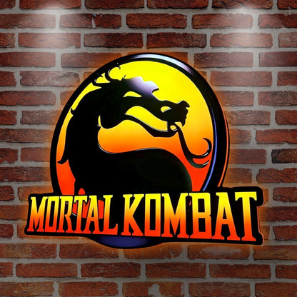 Mortal Kombat Logo 3D Print Desktop Lightbox, Mortal Kombat wall decor, led light wall decor, dragon wall art, dragon led sign, souvenirs, Mortal Kombat wall art, game room FYLZGO Signs