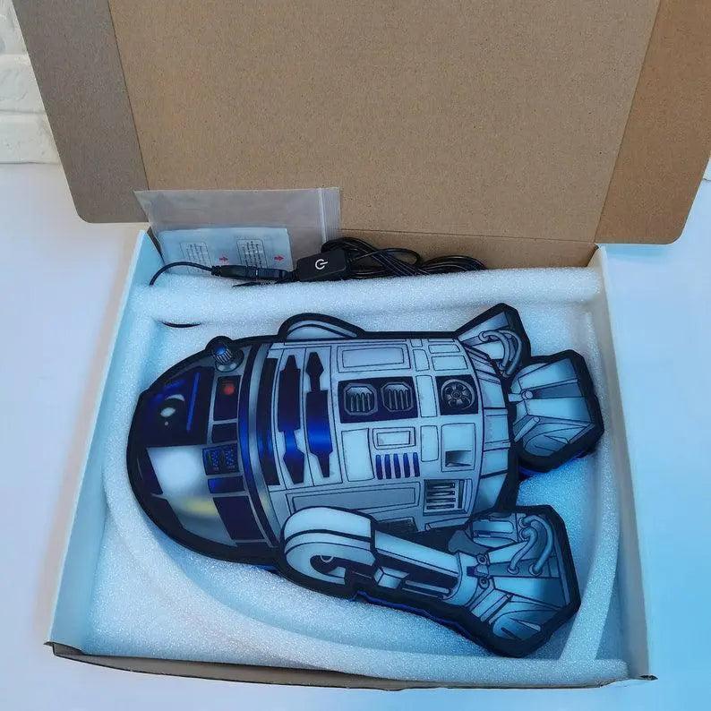 R2D2 Star Wars LED Lightbox, Made by 3D Printer, USB Powered and Full Dimmable, Star Wars Gifts for Woman and Man FYLZGO Signs