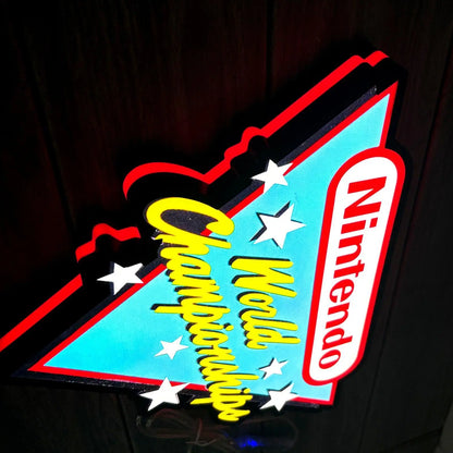 Nintendo World Campionships Logo Night Lights SNES Video Game Light  3D Printed Lightbox FYLZGO Signs