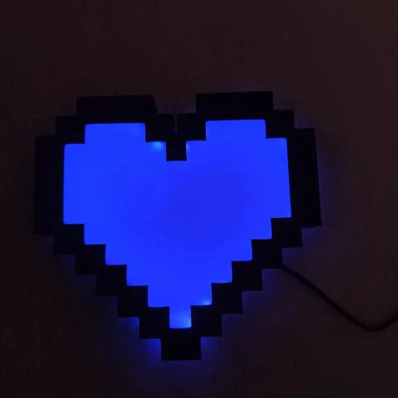Pixel Heart Lamp Remote-Controlled RGB Illuminated Pixel Heart Shape - Color-Changing Decorative Light Game Room Night Lamp Light Box FYLZGO Signs