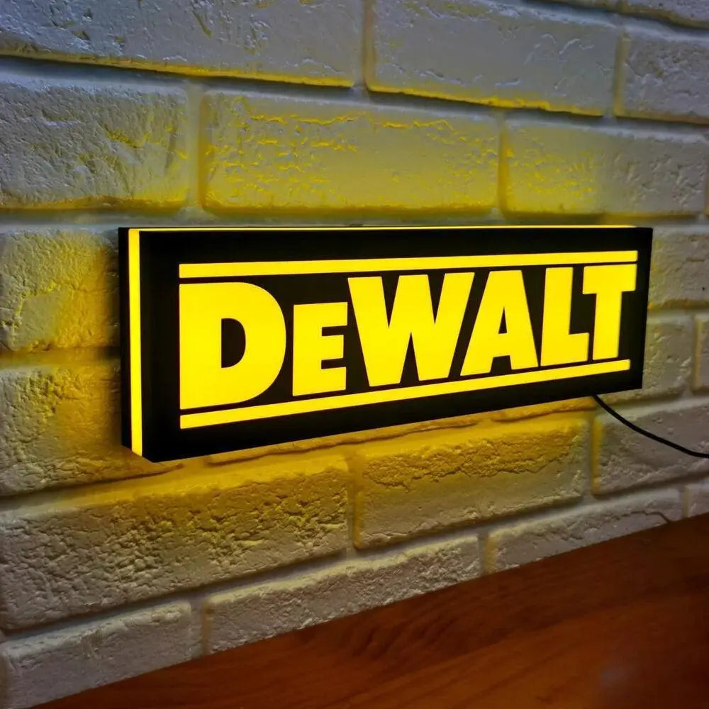 DeWalt Tool LED Lightbox Fully Dimmable & Powered by USB Different Sizes - FYLZGO Signs