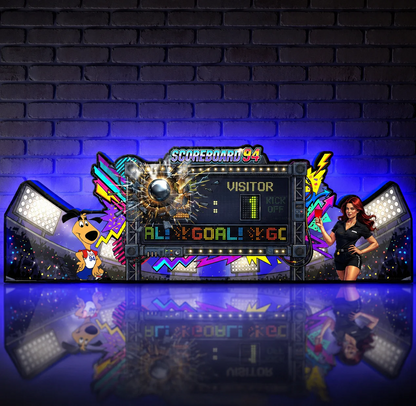 World Cup USA ’94 - 3D Pinball Topper – Scoreboard Moment Edition for Bally Pinball Machine, 3D Printed Lightbox Powered by USB Band Dimm Man's Cave NEOUNIK Signs