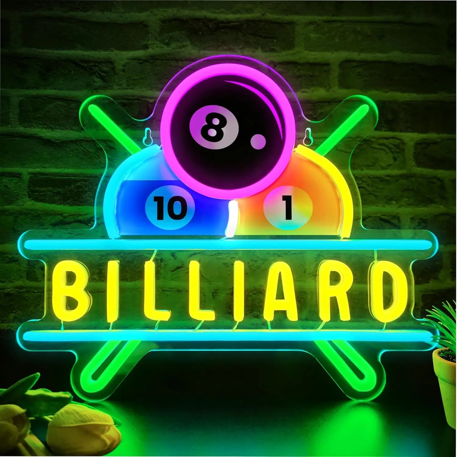 Billiards Neon Sign for Wall Decor Dimmable Billiards Neon Lights for Game Room Party Pub Bar Billiard Club Bedroom Man Cave Decor Billiards Lovers Gift FYLZGO