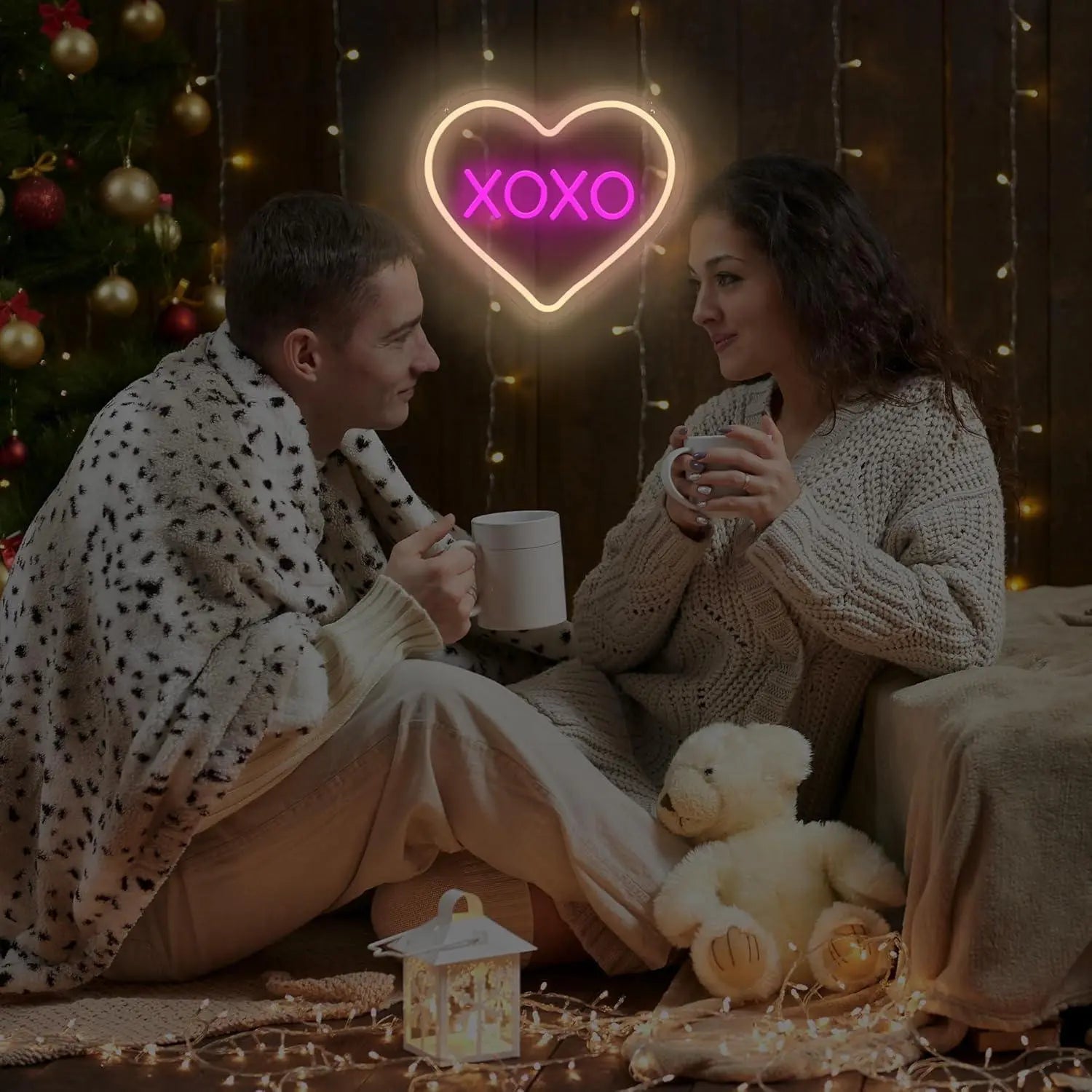 XOXO Valentines Day Neon Sign Heart USB Powered LED Neon Light for Room Wall Decor FYLZGO Signs