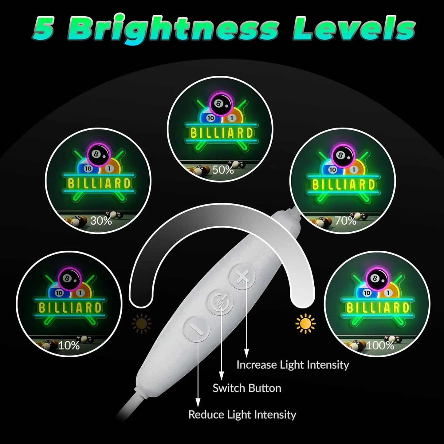 Billiards Neon Sign for Wall Decor Dimmable Billiards Neon Lights for Game Room Party Pub Bar Billiard Club Bedroom Man Cave Decor Billiards Lovers Gift FYLZGO