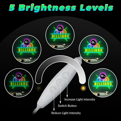 Billiards Neon Sign for Wall Decor Dimmable Billiards Neon Lights for Game Room Party Pub Bar Billiard Club Bedroom Man Cave Decor Billiards Lovers Gift FYLZGO
