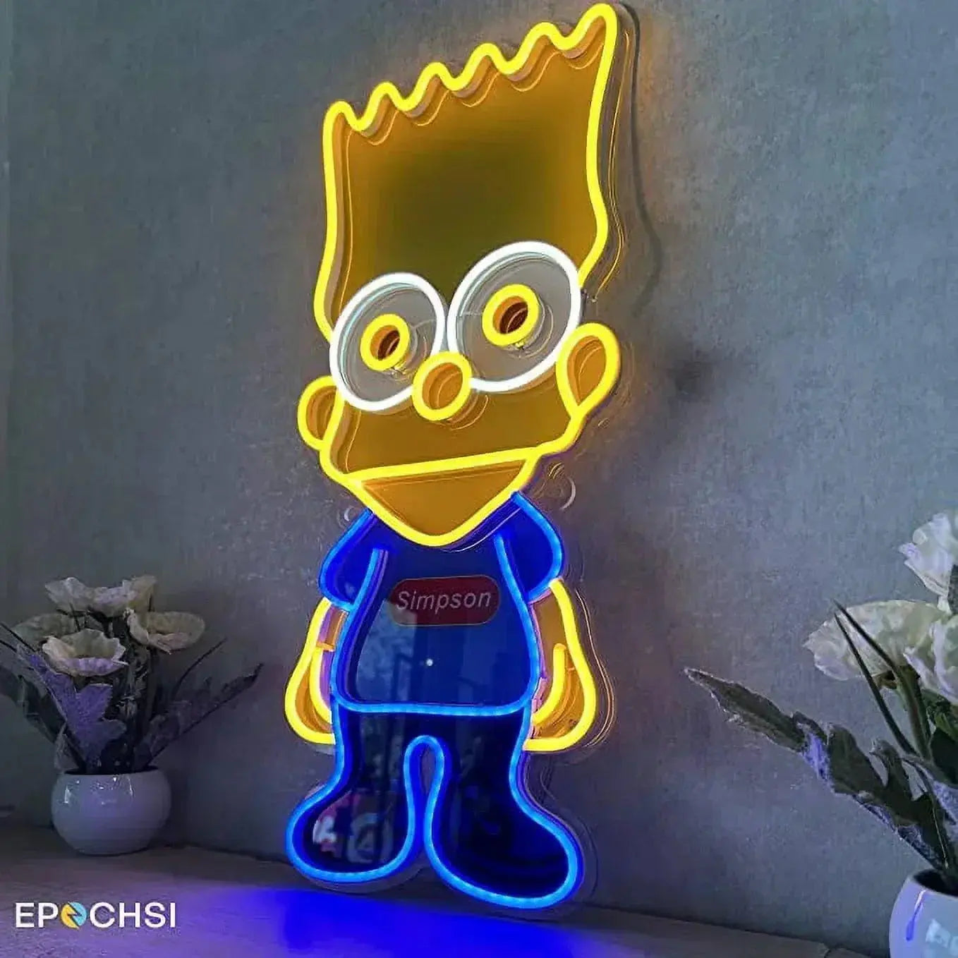Simpson Neon LED Light-Up Sign  20 x 9 Inches Clear Edge Cut Acrylic Backing, with Dimmer - Bright and Premium built For Gaming and Kids Room Decor FYLZGO Signs