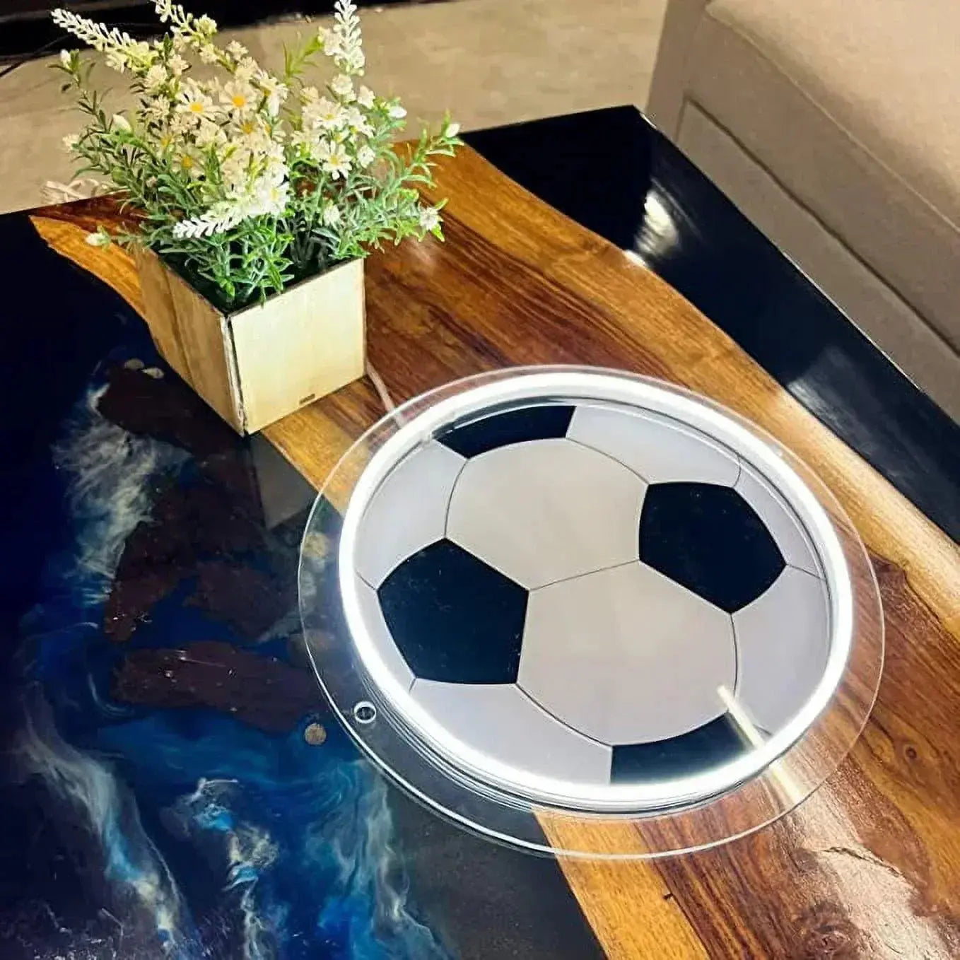 Soccer Neon Sign, UV Printed Soccer Ball Sign 12 x 12 inches Football Neon Sign FYLZGO Signs