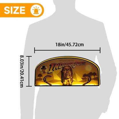 Indiana Jones Topper LED Sign, 3D Printed Lightbox, USB Powered & Full Dimmable FYLZGO Signs