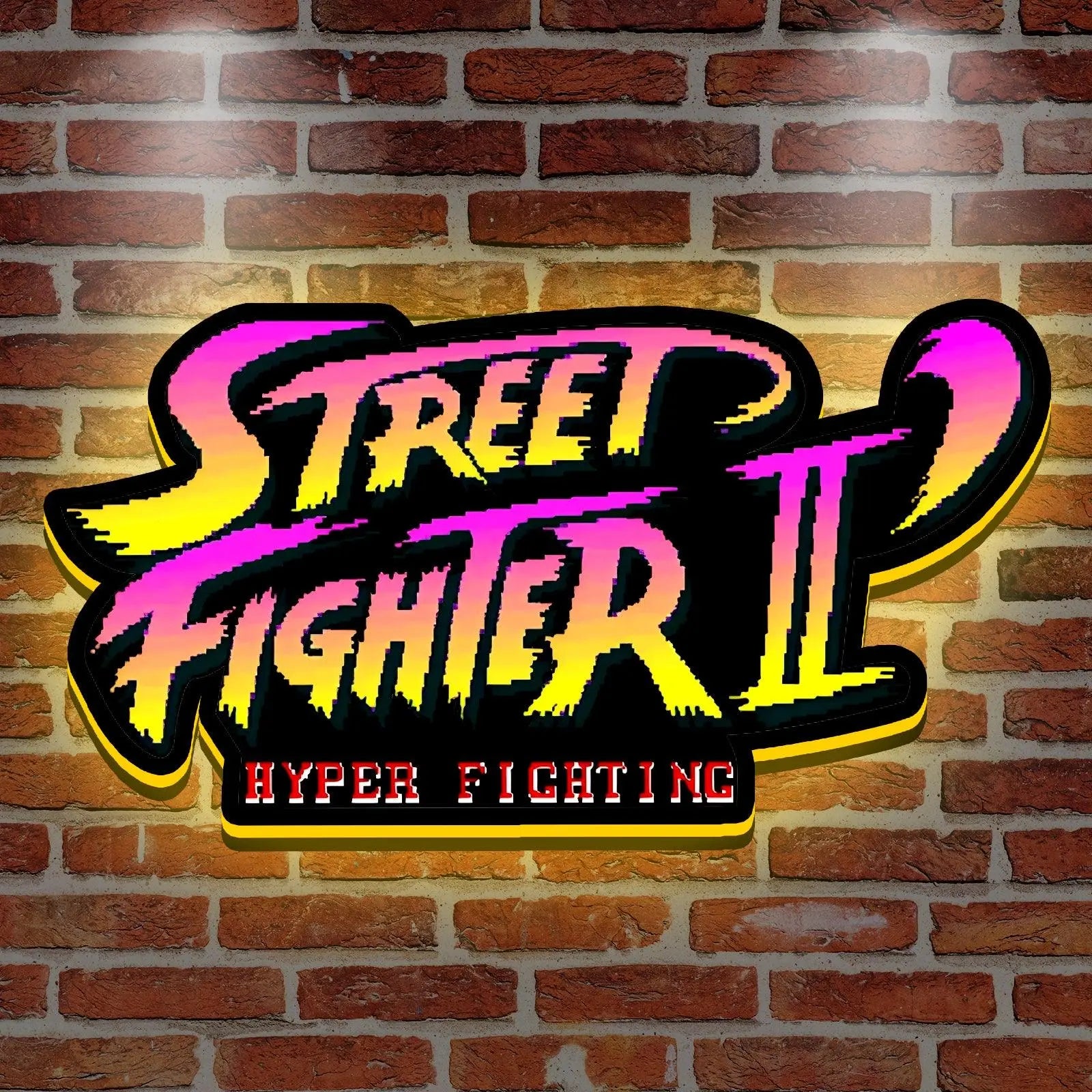Street Fighter II Hyper Fichting 3D Printed LED Lightbox for Gaming Room Decor FYLZGO Signs