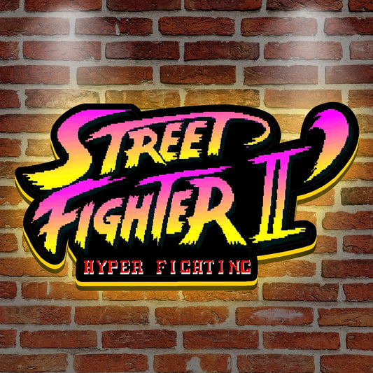 Street Fighter II Hyper Fichting 3D Printed LED Lightbox for Gaming Room Decor FYLZGO Signs