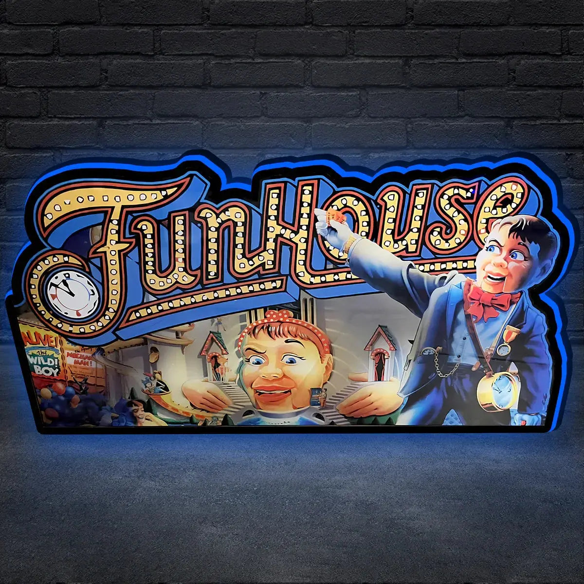 Funhouse Pinball Topper, 3D Printed Lightbox Powered by USB Band Dimm Wall Art Decor Man's Cave FYLZGO Signs