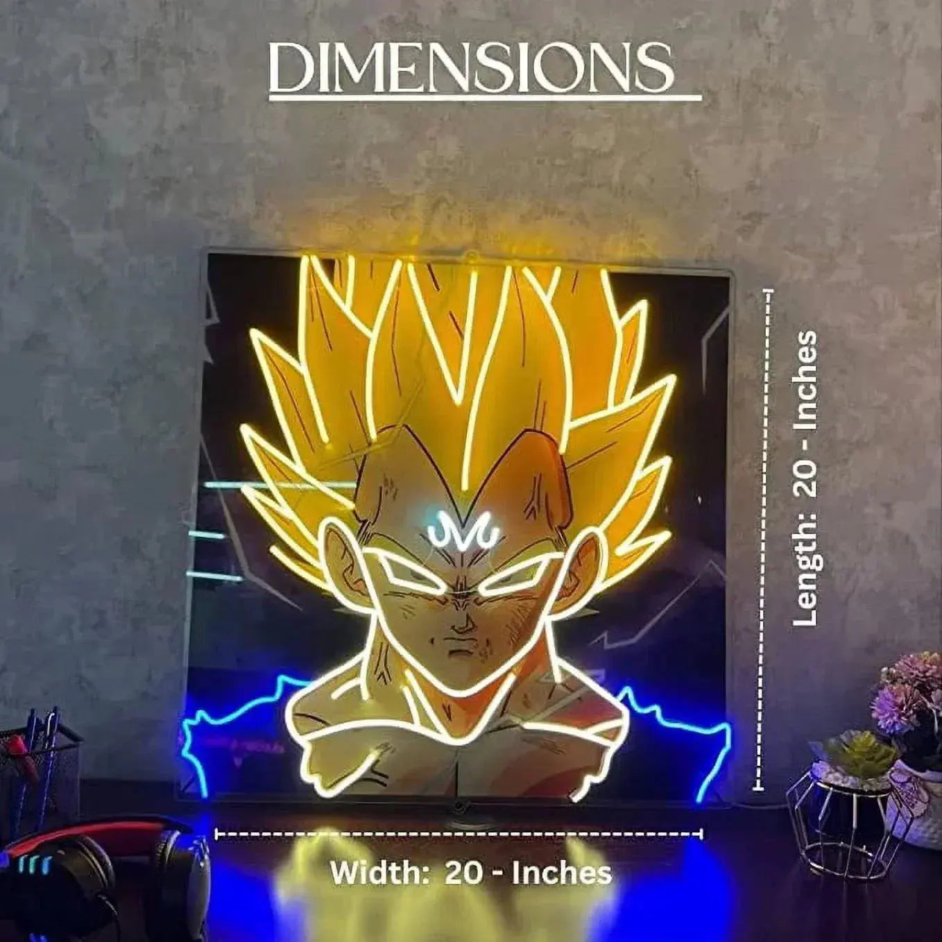 Anime Songoku Neon Sign, UV Printed LED Sign 20 x 20 inches, Gaming Decor for Boys,Kids With Dimmer Switch and Power Adapter FYLZGO Signs