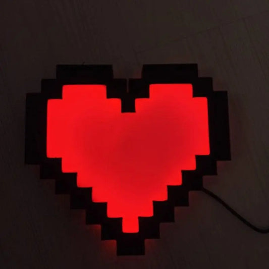 Pixel Heart Lamp Remote-Controlled RGB Illuminated Pixel Heart Shape - Color-Changing Decorative Light Game Room Night Lamp Light Box FYLZGO Signs