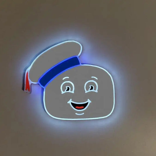 Marshmallow man Sign, Neon like, LED, Light, Marshmallow man Wall decor, Marshmallow man night light, edge Lit LED, fan art FYLZGO Signs