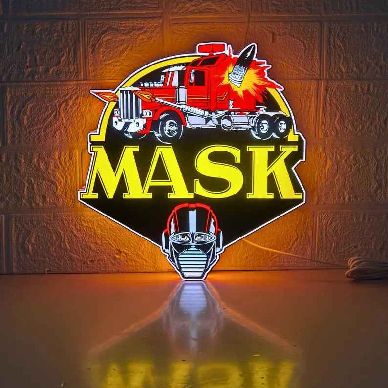 M.A.S.K. Kenner LED Lightbox Sign - 3D Printed Logo, USB Powered, 4 Sizes