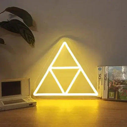 Gaming Triforce Neon fanmade - Video game Triforce Neon Sign handmade in France - Wallart led Light - Trendy neon - dimming control included FYLZGO Signs