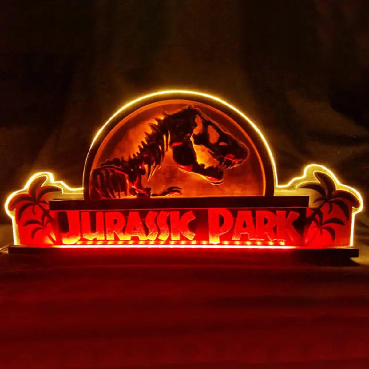 Jurassic Park Topper 3D Acrylic LED Topper, For  Pinball Machine, Pinball Topper FYLZGO Signs