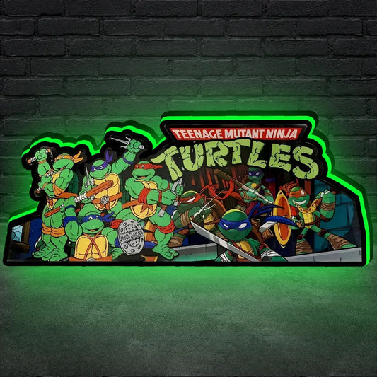 TMNT Teenage Mutant Ninja Turtle Pinball Topper, 3D Printed Lightbox Powered by USB Band Dimm Wall Art Decor Man's Cave FYLZGO Signs