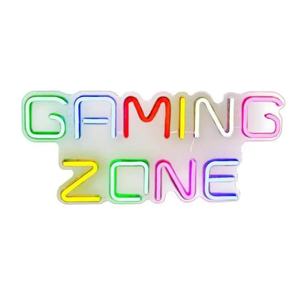 Colorful neon 'GAMING ZONE' sign for arcade or game room decor