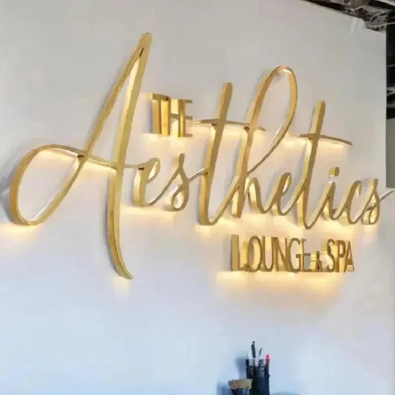 Custom LED Business Logo 3D Illuminated Letters LED Backlit Sign Business Signage Metal 3d Business Sign FYLZGO Signs
