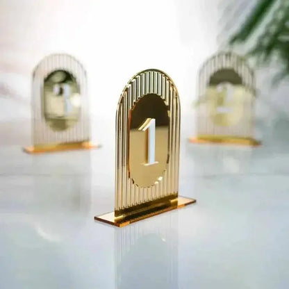 Gold Mirror Table Number Arch Table Numbers Acrylic Gateway Table Number Double-layered Table Number Wedding Party Table Decor FYLZGO Signs