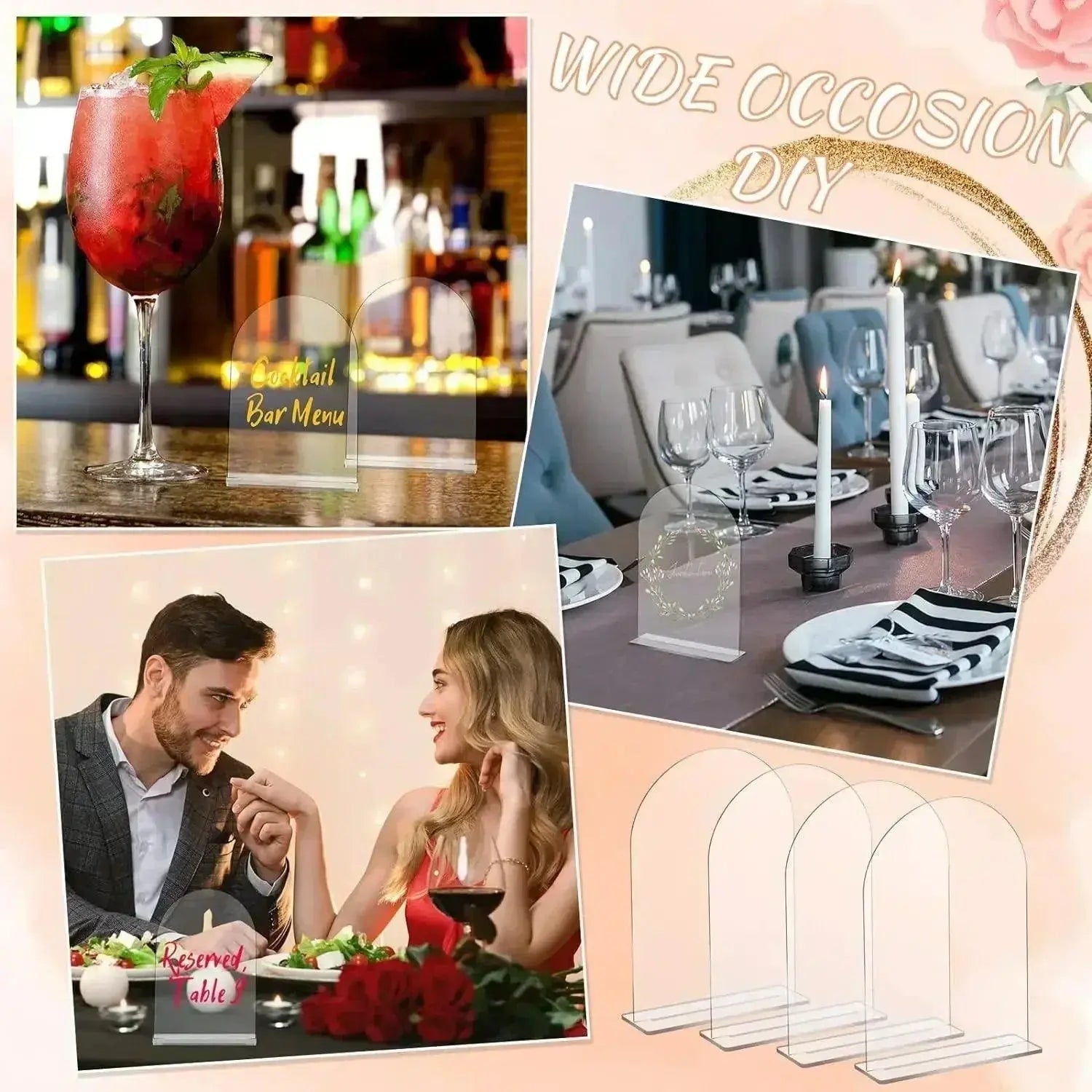 ARCH Shaped Gold Silver or Rose Gold Mirror Acrylic Blank  Wedding Signs  DIY Perspex Blanks  Wholesale Craft  Craft Supply FYLZGO Signs