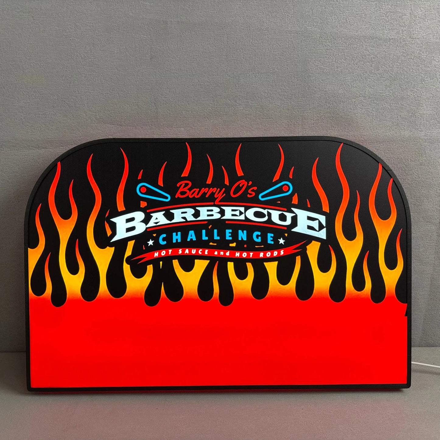 Barry O’s BBQ Challenge Pinball Logo Led lightbox for American Pinball Machine, 3D Printed Lightbox USB Powered & Full Dimmable FYLZGO Signs