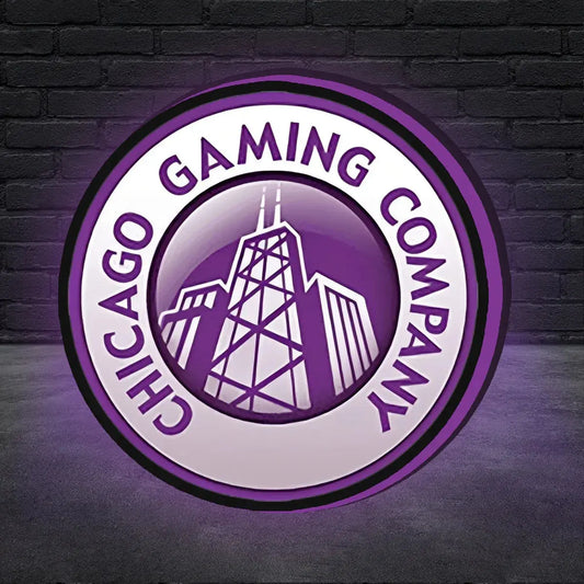 Chicago Gaming Company Pinball Logo 3D Printed LED Lightbox Game Lightbox Logo 3D LED Light Box Retro Mega Drive Logo LED Lightbox Arcade Games Lightbox FYLZGO Signs
