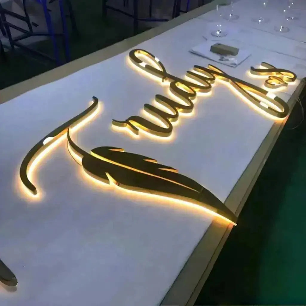 Custom LED Business Logo 3D Illuminated Letters LED Backlit Sign Business Signage Metal 3d Business Sign FYLZGO Signs
